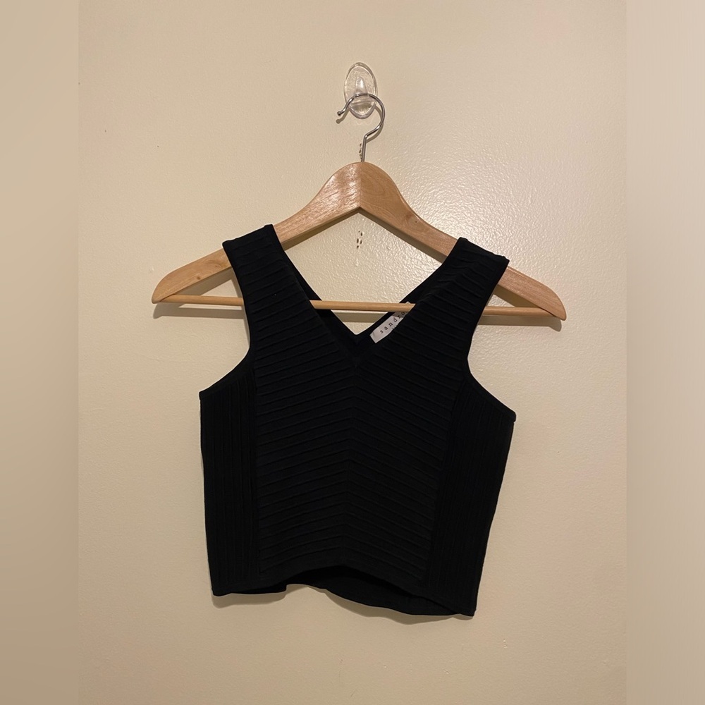 Sandro Black Ribbed Crop Top. Size 1 ( Xs)